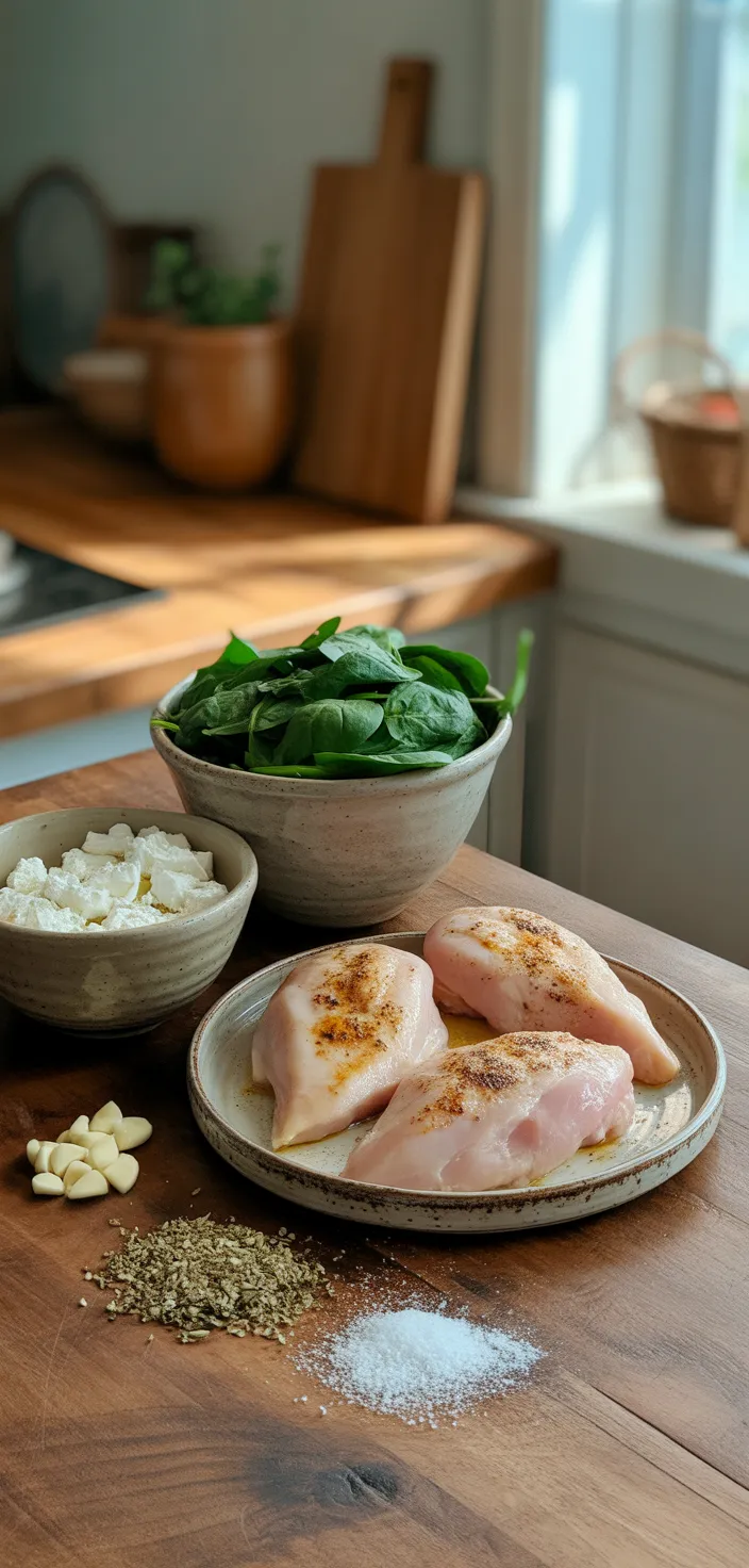 Ingredients photo for Spinach And Feta Baked Chicken Recipe