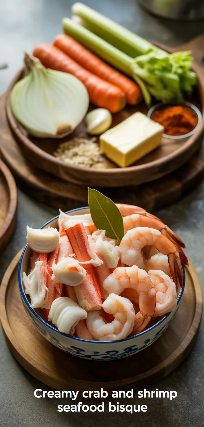 Ingredients photo for Creamy Crab And Shrimp Seafood Bisque: A Luxurious Bowl Of Comfort Recipe