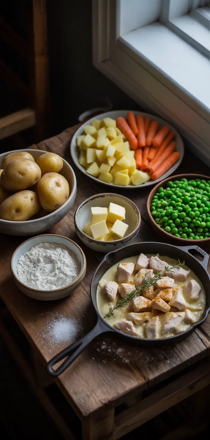 Ingredients photo for Double Crust Chicken Pot Pie Recipe