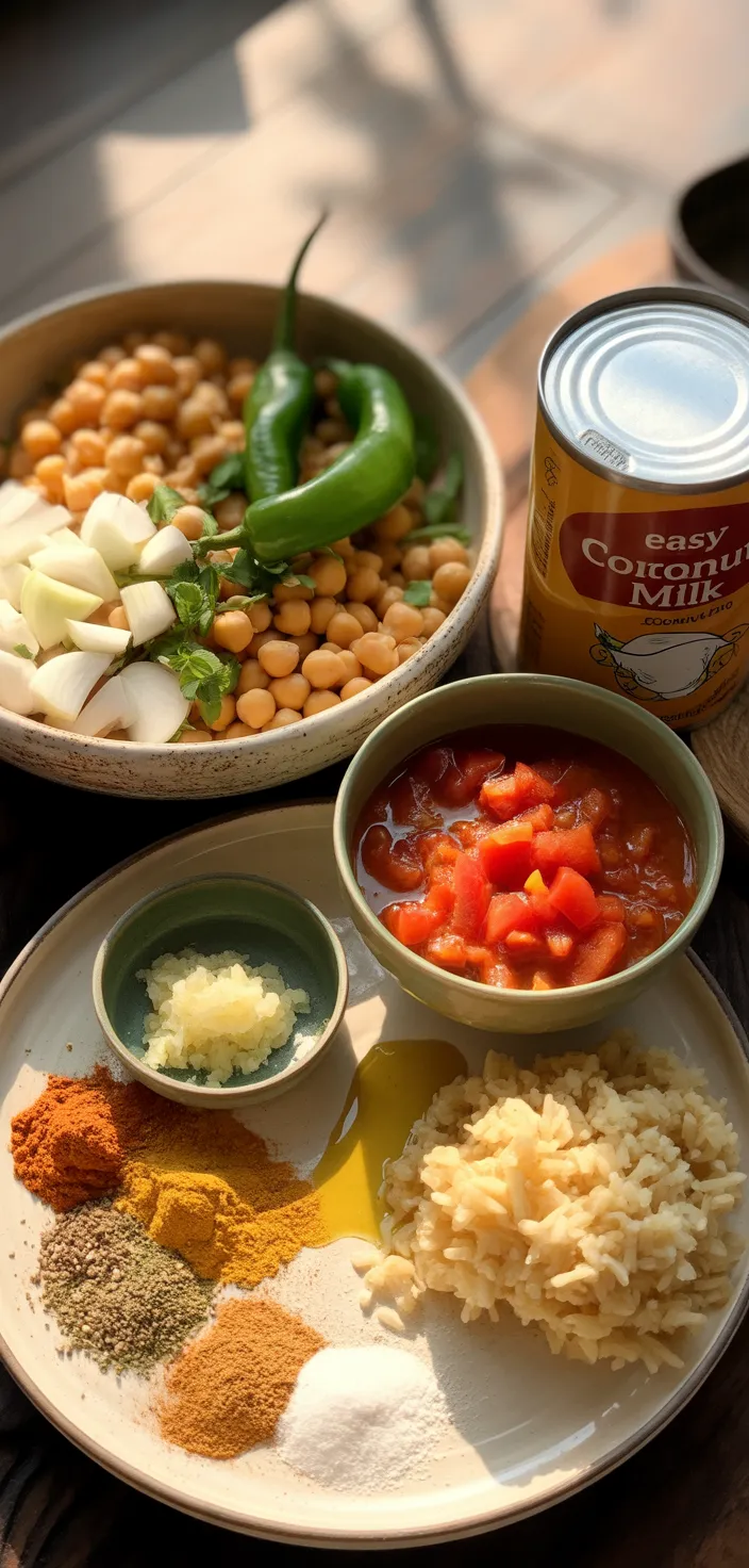 Ingredients photo for Easy Chickpea Curry Recipe