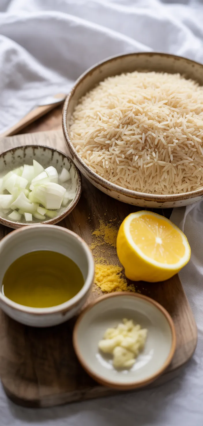 Ingredients photo for Easy Greek Lemon Rice Pilaf Recipe