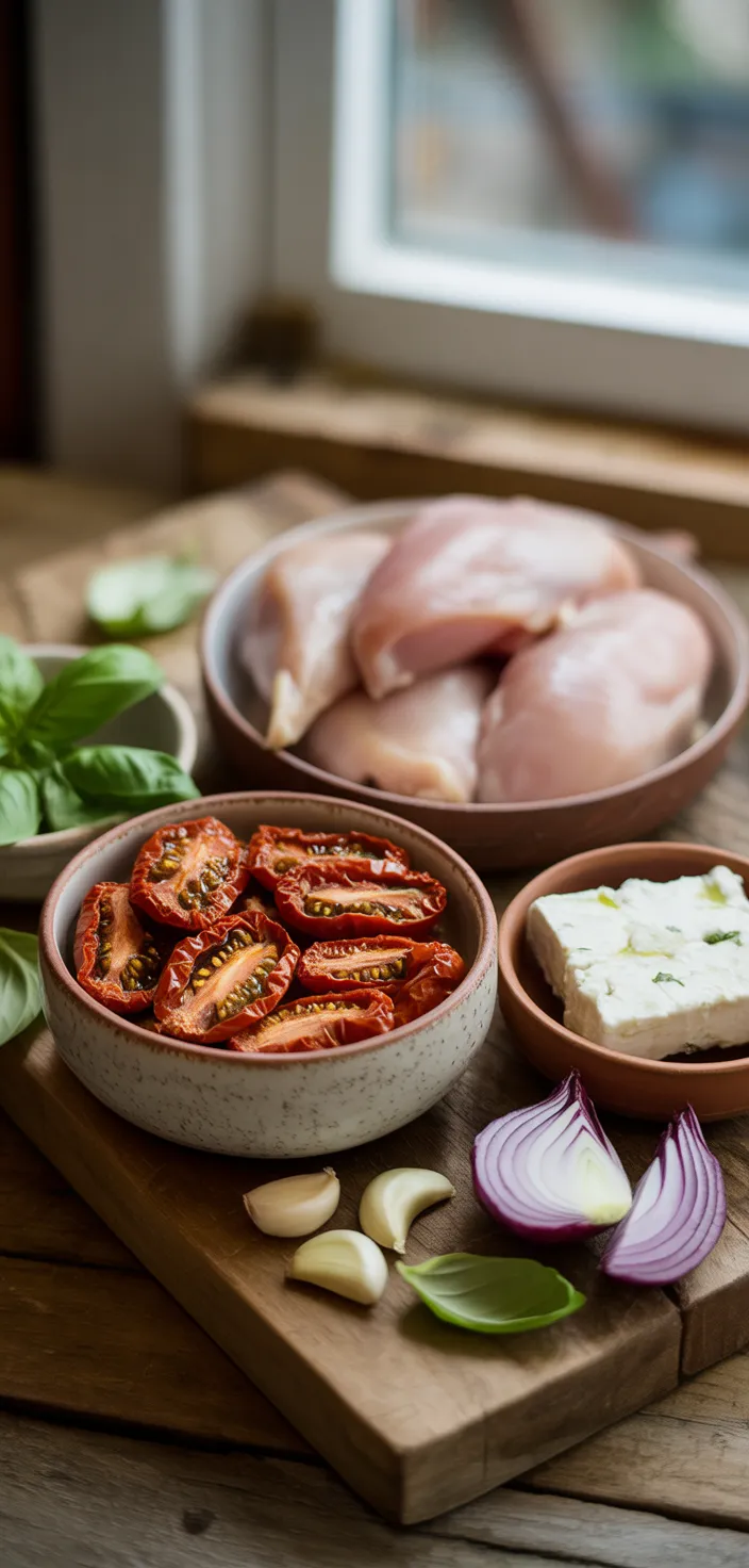 Ingredients photo for Feta Baked Chicken With Sun Recipe