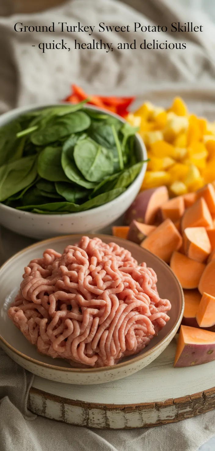 Ingredients photo for Ground Turkey Sweet Potato Skillet – Quick, Healthy, And Delicious Recipe