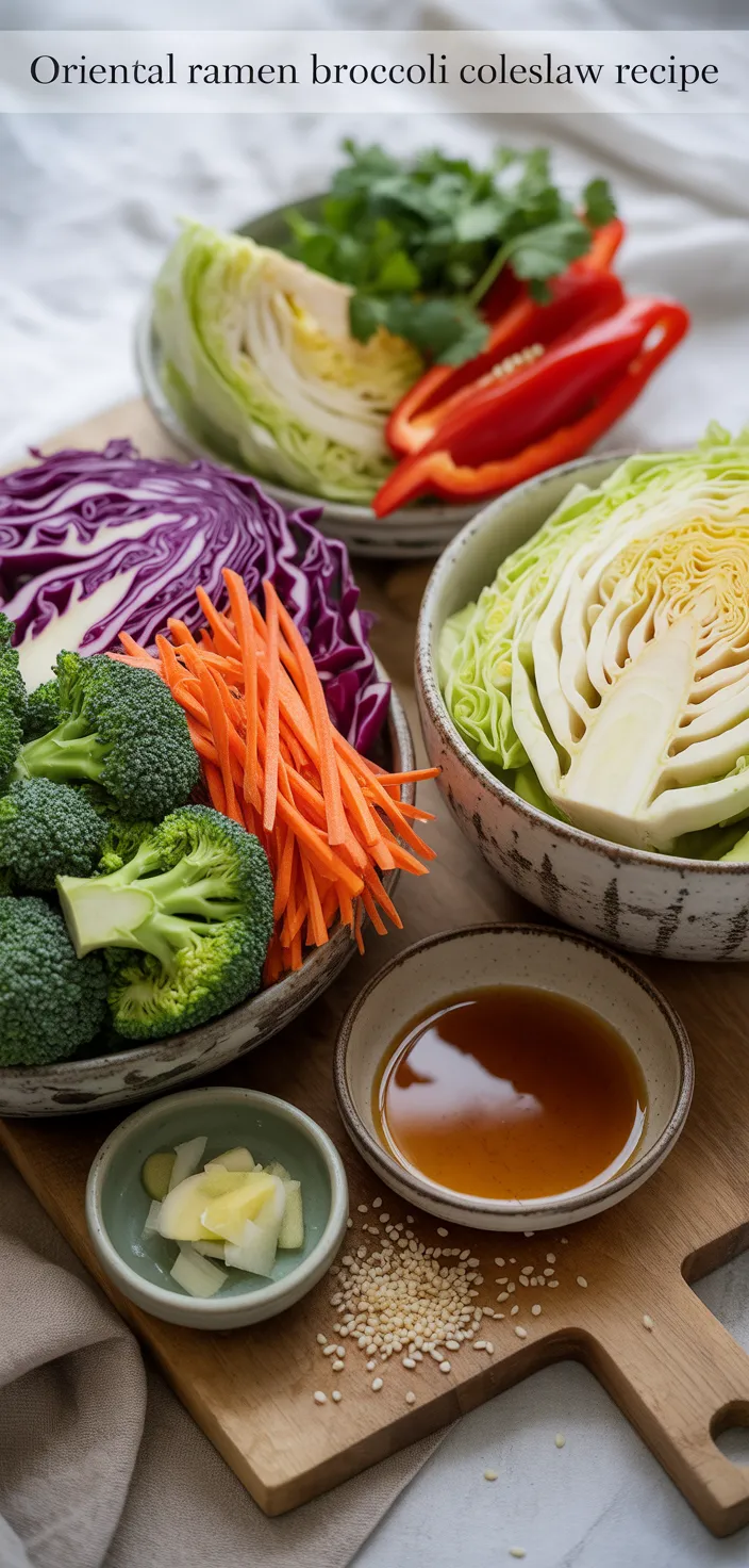 Ingredients photo for Oriental Ramen Broccoli Coleslaw Recipe