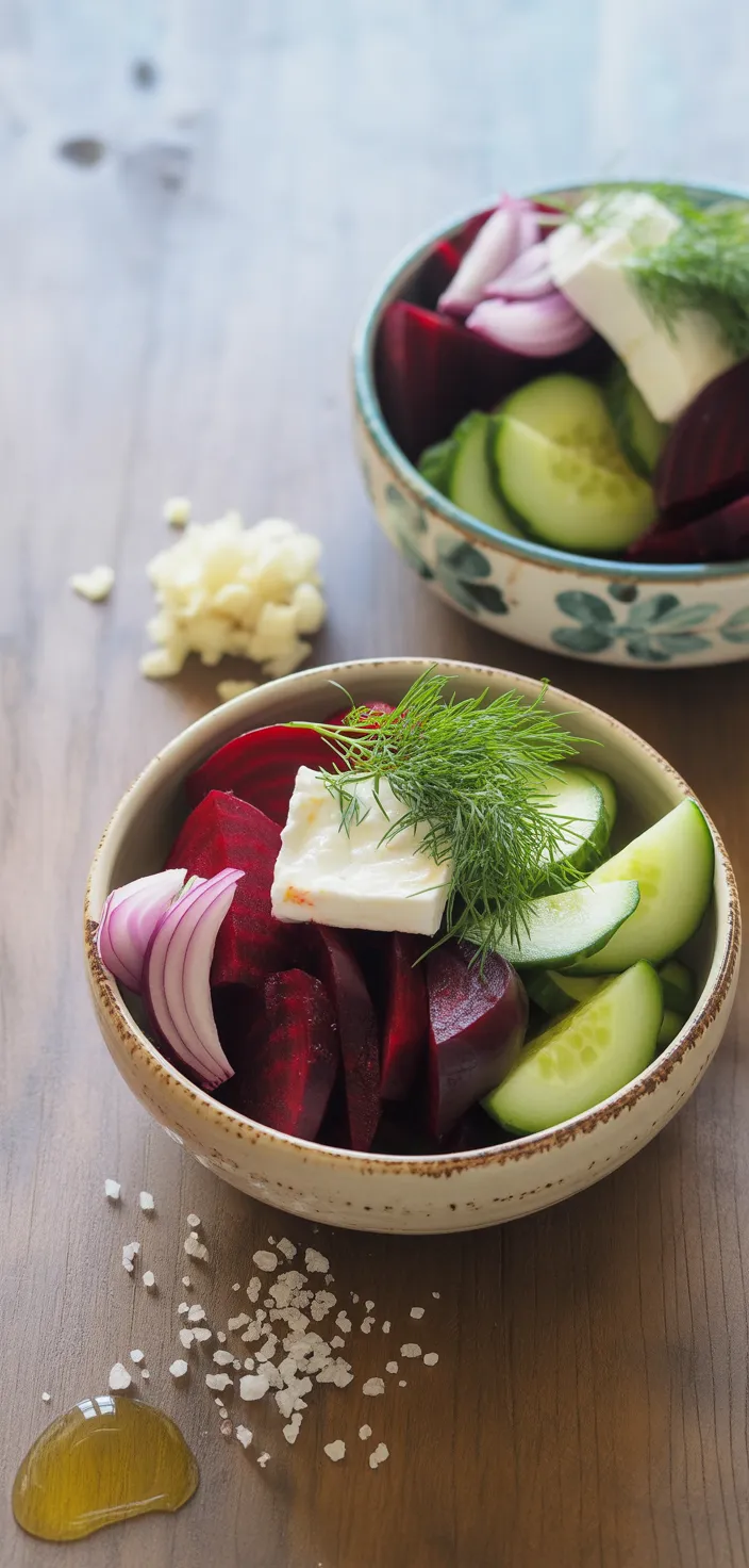 Ingredients photo for Beet Salad With Feta, Cucumbers & Dill – Fresh, Tangy & Beautifully Balanced! Recipe