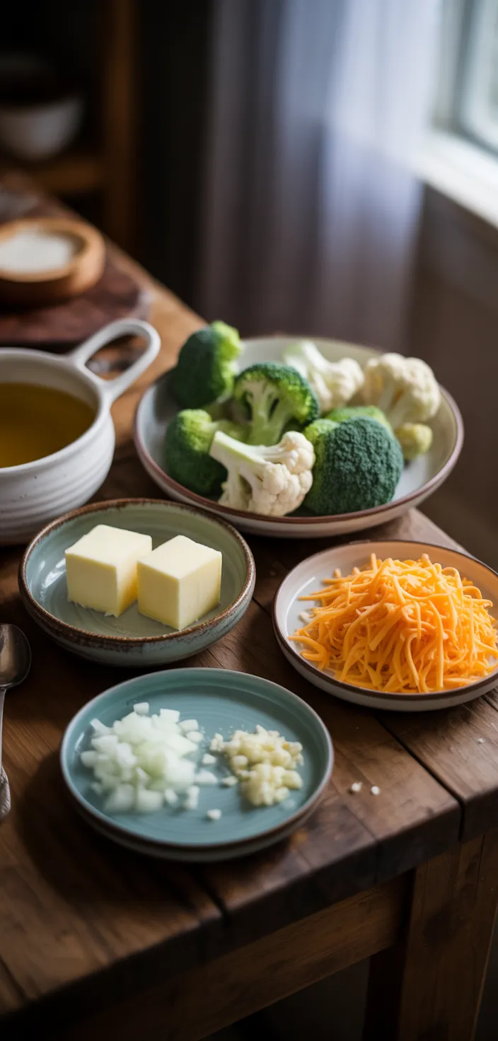 Ingredients photo for Broccoli, Cauliflower And Cheese Soup Recipe