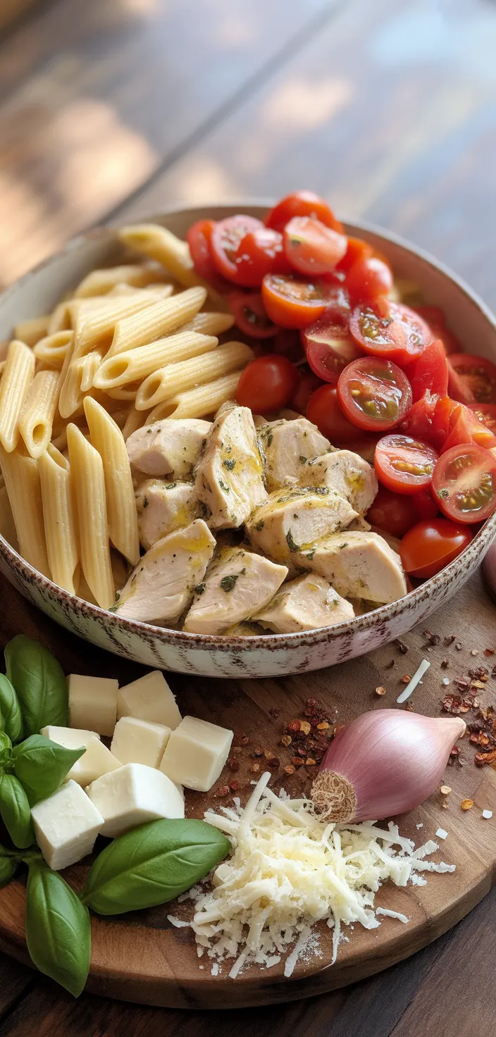 Ingredients photo for Bruschetta Chicken Pasta Recipe