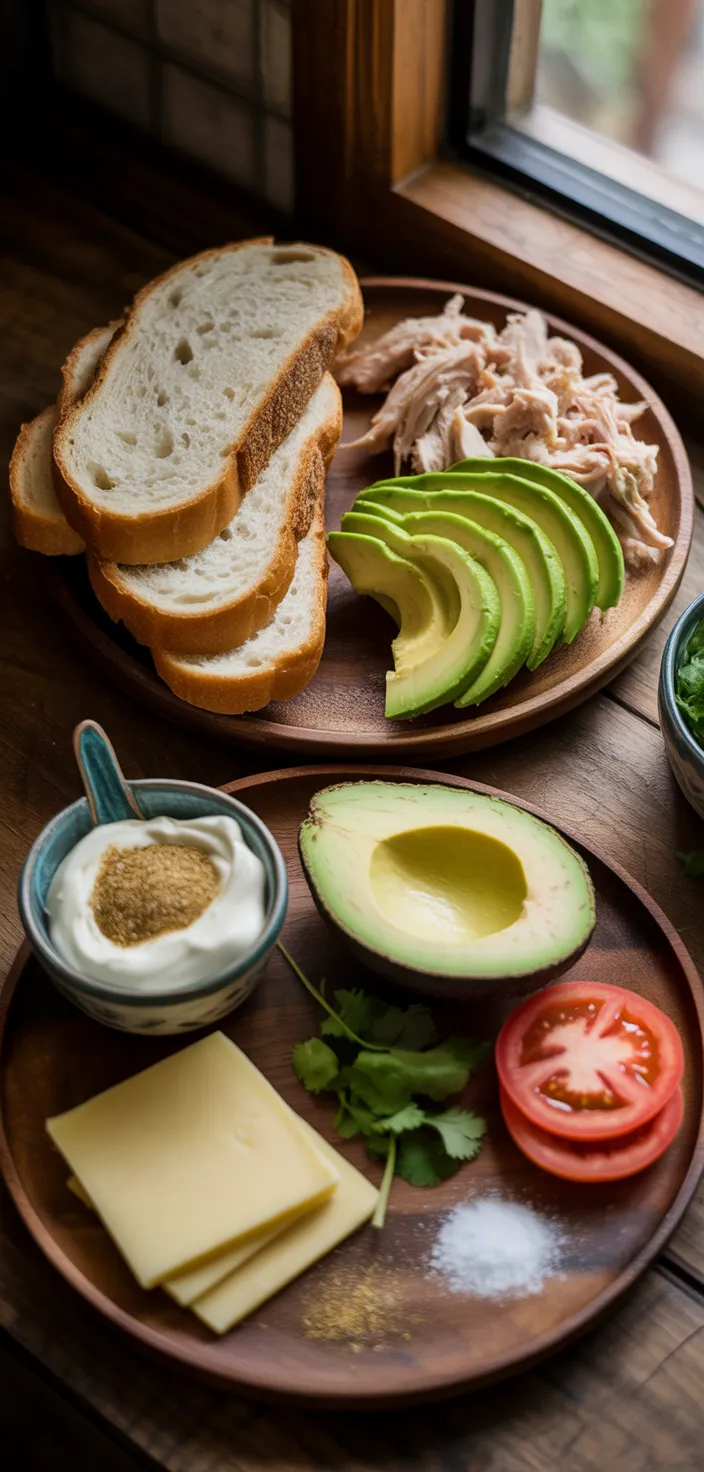 Ingredients photo for Chicken Avocado Melt Sandwich Recipe