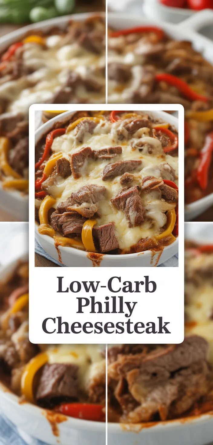 A photo of Cheesy Low Carb Philly Cheesesteak Casserole Recipe