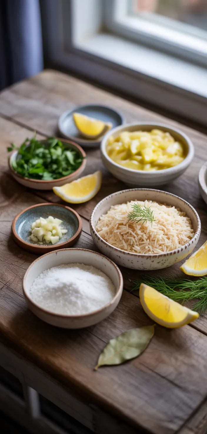 Ingredients photo for Flavorful Greek Lemon Rice Recipe