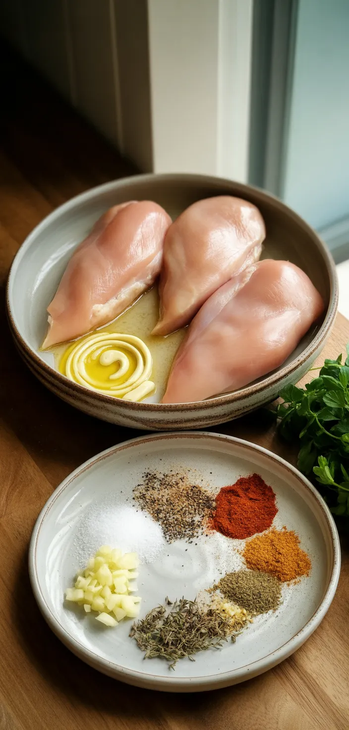 Ingredients photo for Garlic Butter Baked Chicken Breast Recipe