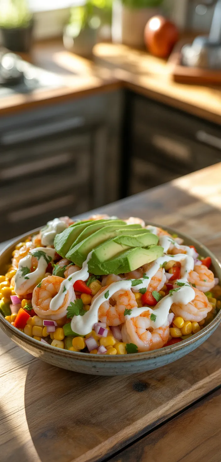 Ingredients photo for Grilled Shrimp Bowl With Avocado, Corn Salsa & Creamy Sauce Recipe
