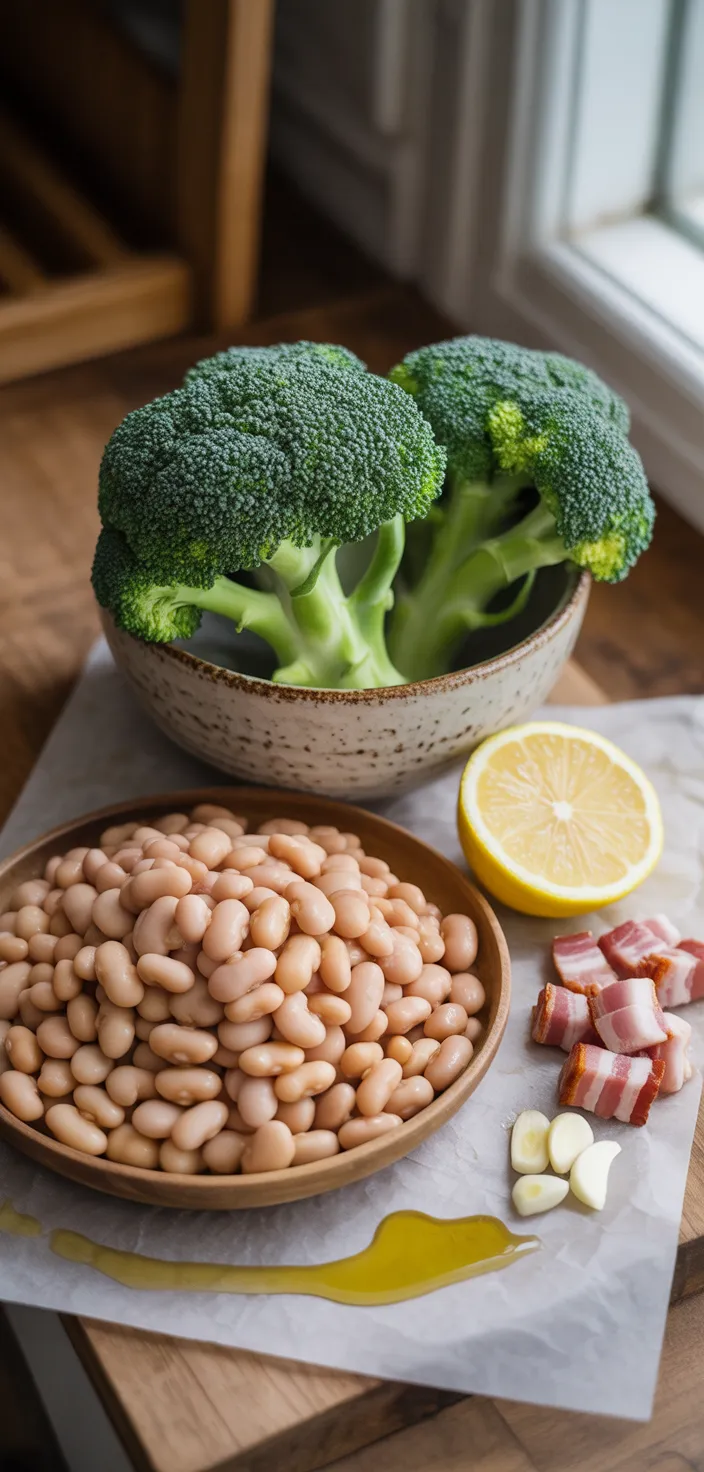 Ingredients photo for Lemon Broccoli With Beans & Bacon: Easy Great Northern Beans Recipe!