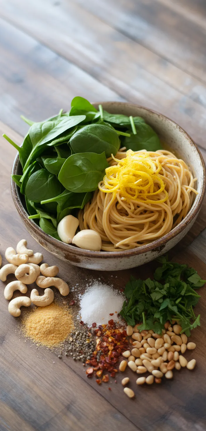 Ingredients photo for Lemon Spinach Pasta  Recipe
