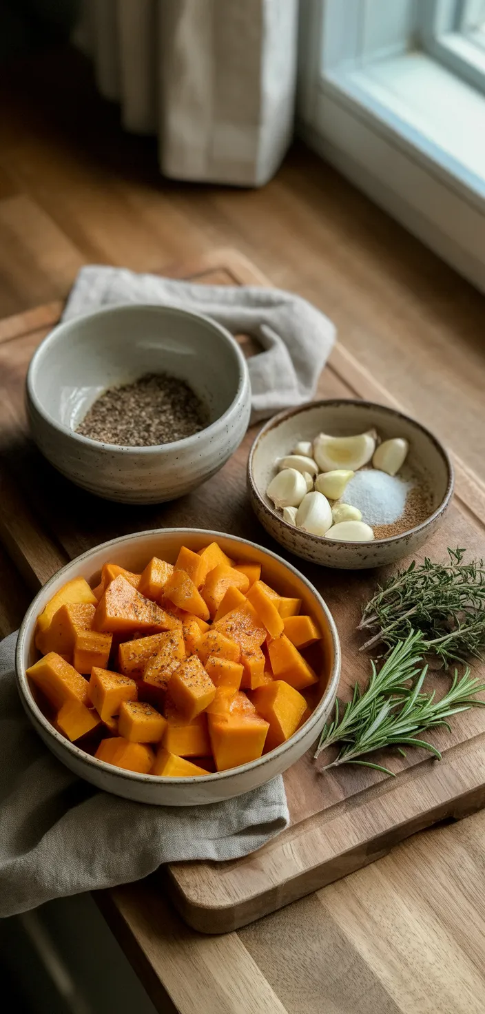 Ingredients photo for Roasted Butternut Squash {with Garlic And Herbs} Recipe