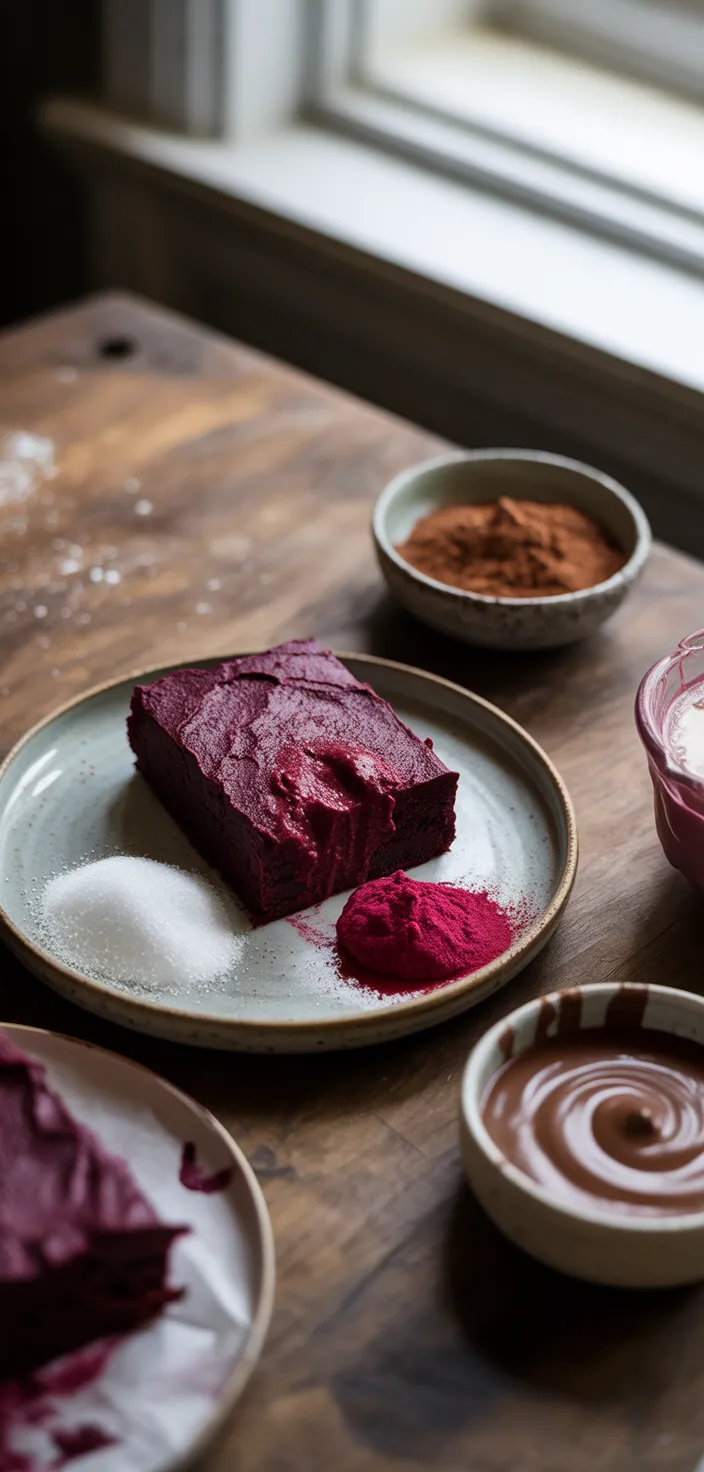 Ingredients photo for Vegan Beetroot Brownies With Chocolate Avocado Frosting Recipe