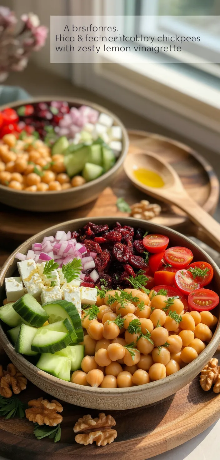 Ingredients photo for A Burst Of Freshness: Feta & Cranberry Chickpeas With Zesty Lemon Vinaigrette Recipe