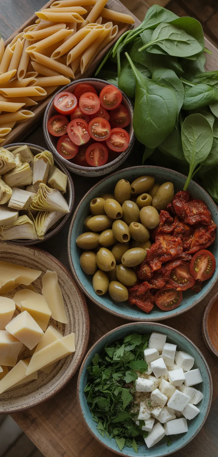Ingredients photo for Baked Mediterranean Pasta Recipe