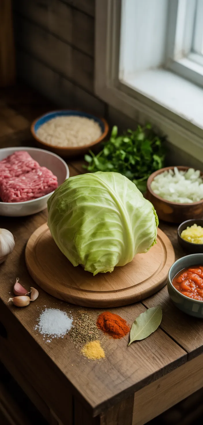 Ingredients photo for Classic Stuffed Cabbage Rolls Recipe