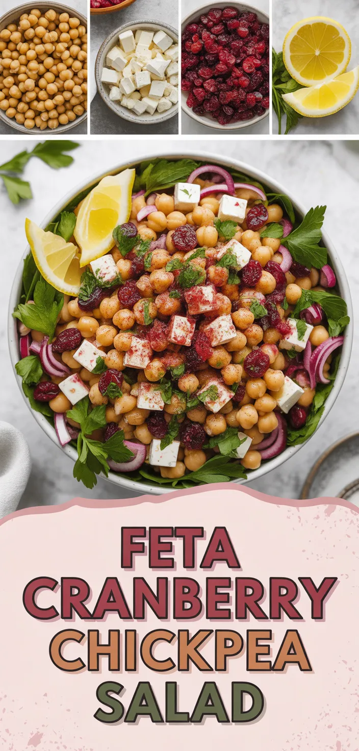 A photo of A Burst Of Freshness: Feta & Cranberry Chickpeas With Zesty Lemon Vinaigrette Recipe