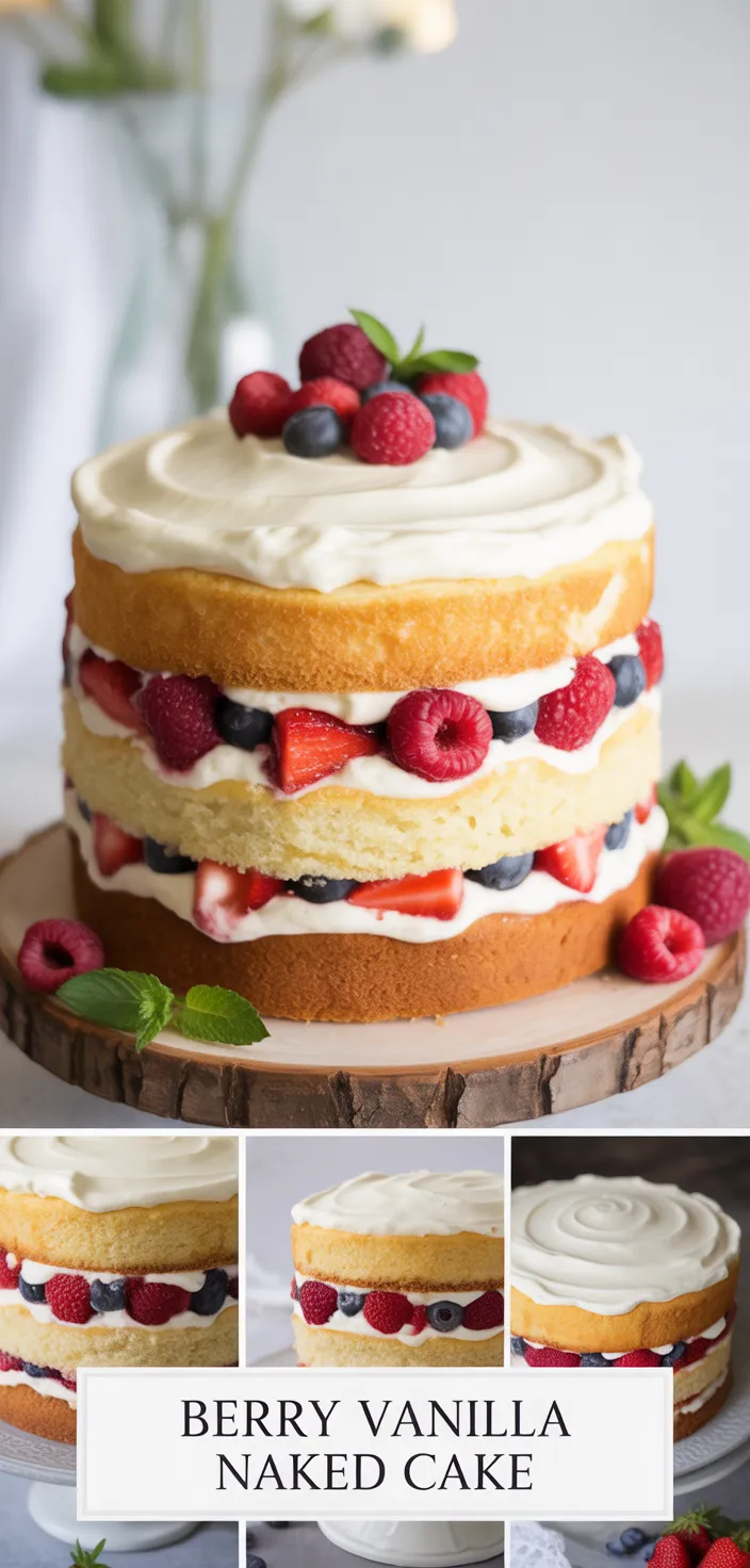 A photo of Berry Vanilla Naked Cake Recipe