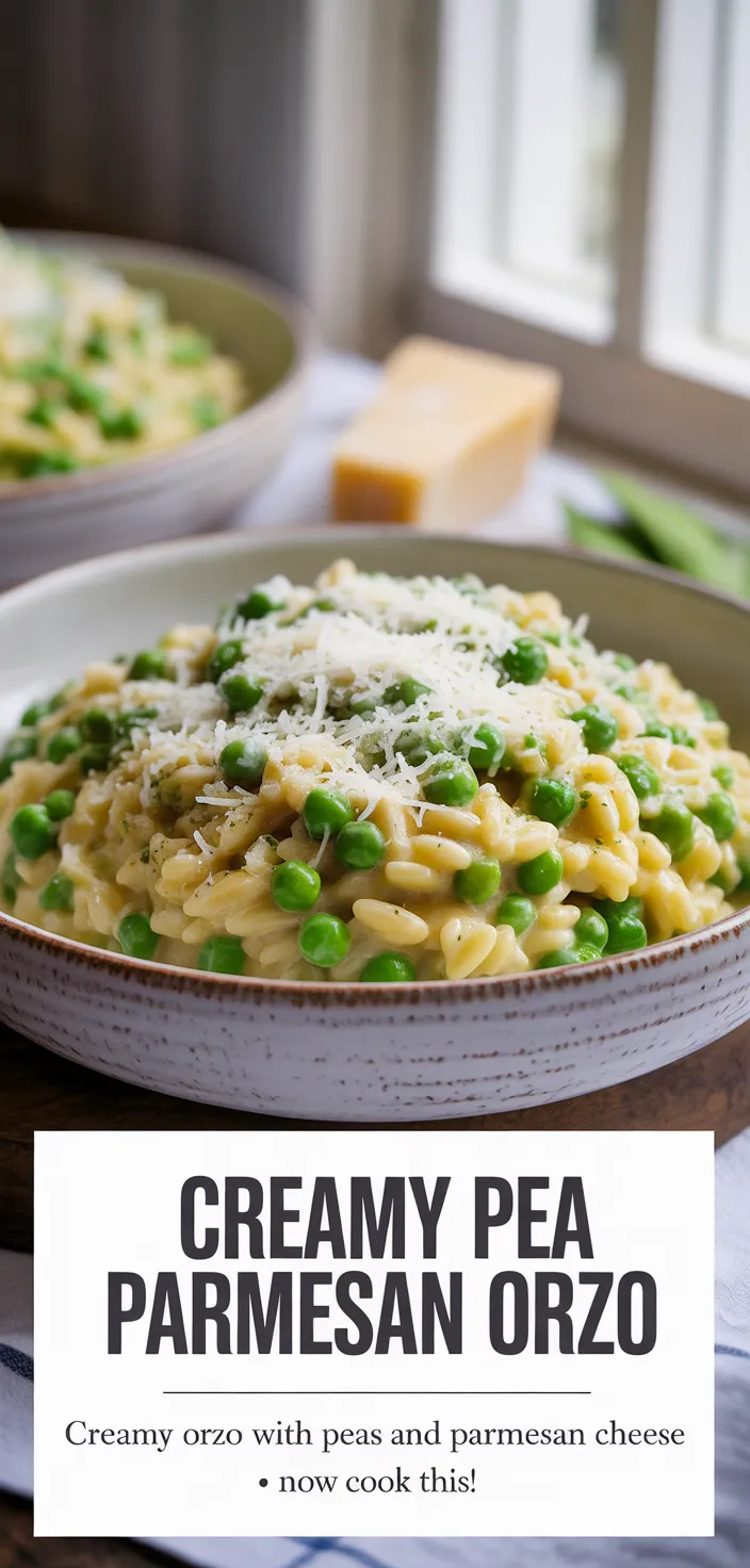A photo of Creamy Orzo With Peas And Parmesan Cheese Recipe