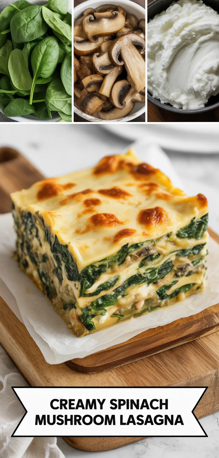 A photo of Creamy Spinach Mushroom Lasagna Recipe