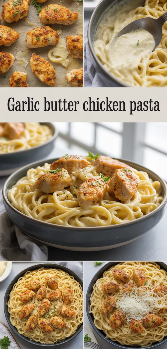 A photo of Garlic Butter Chicken Bites With Creamy Pasta Recipe