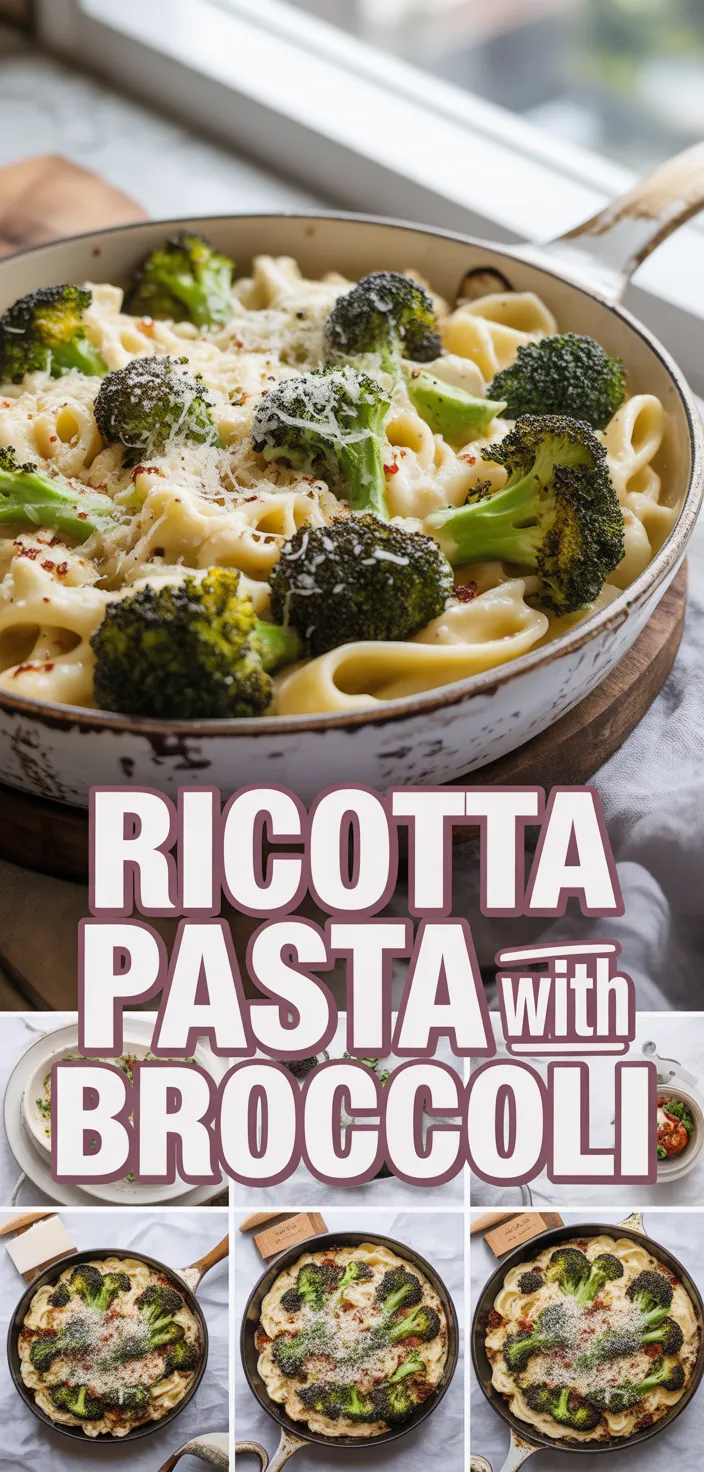 A photo of Skillet Ricotta Pasta With Roasted Broccoli. Recipe
