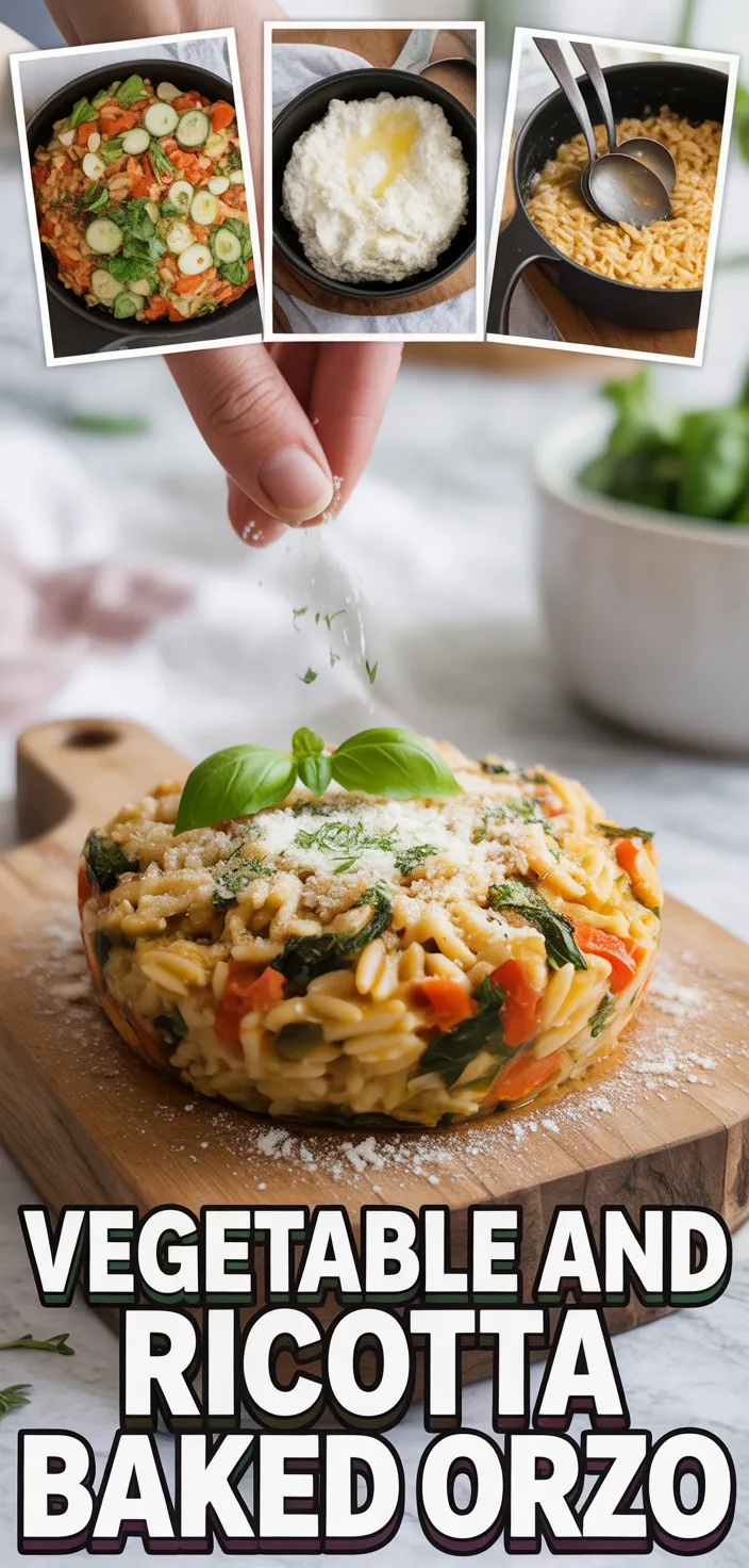 A photo of Vegetable And Ricotta Baked Orzo Recipe