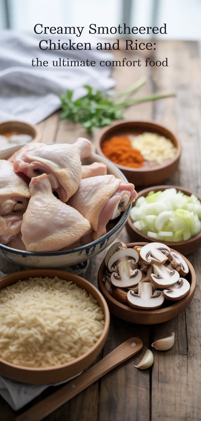 Ingredients photo for Creamy Smothered Chicken And Rice: The Ultimate Comfort Food Recipe