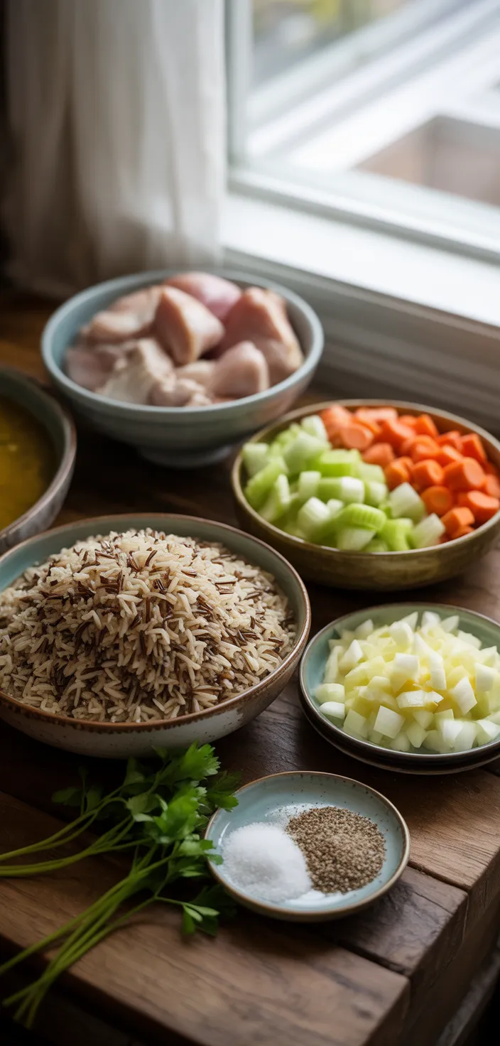 Ingredients photo for Healthy Chicken Wild Rice Soup (Video) (Stove, IP, Crockpot) Recipe