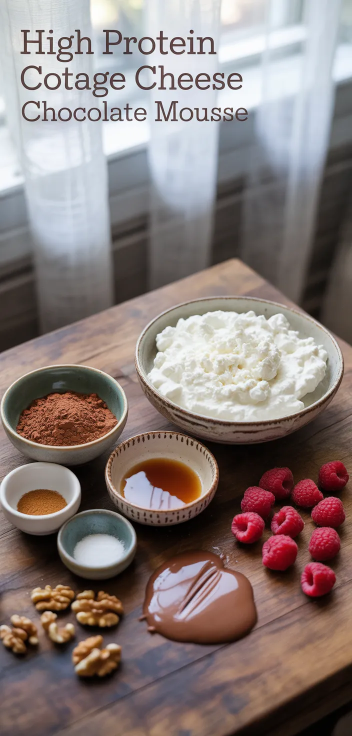 Ingredients photo for High Protein Cottage Cheese Chocolate Mousse Recipe