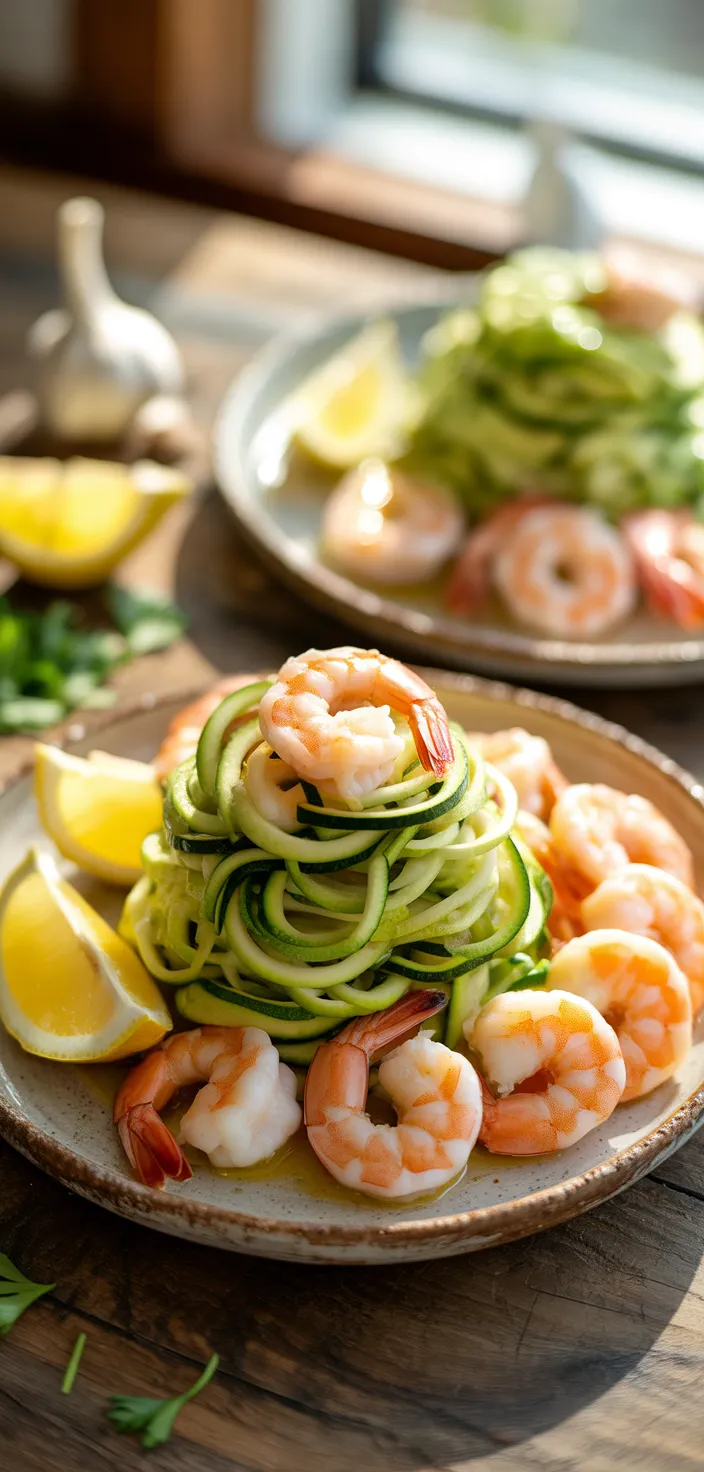 Ingredients photo for Lemon Garlic Shrimp Zucchini Noodle (Light & Easy Dinner!) Recipe