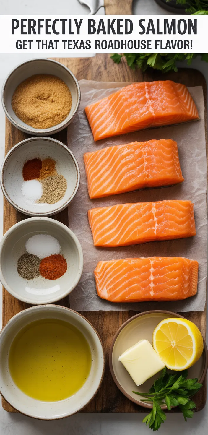 Ingredients photo for Perfectly Baked Salmon – Get That Texas Roadhouse Flavor! Recipe