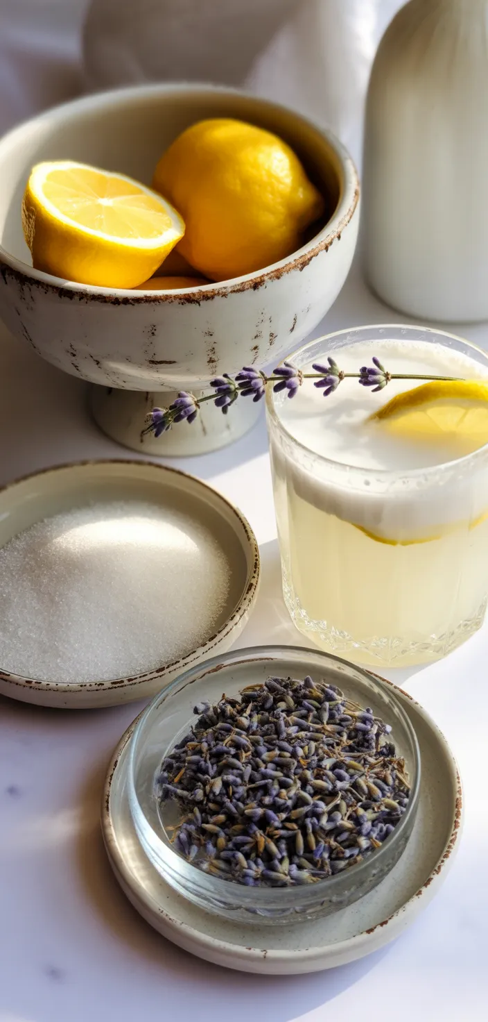 Ingredients photo for Refreshing Coconut Lavender Lemonade Mocktail Recipe