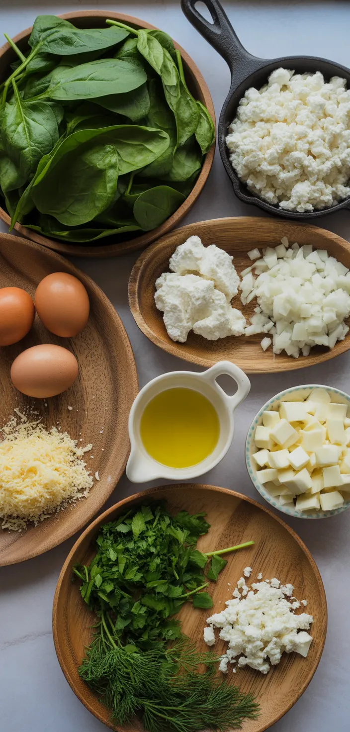 Ingredients photo for Spinach & Cottage Cheese Pie Recipe