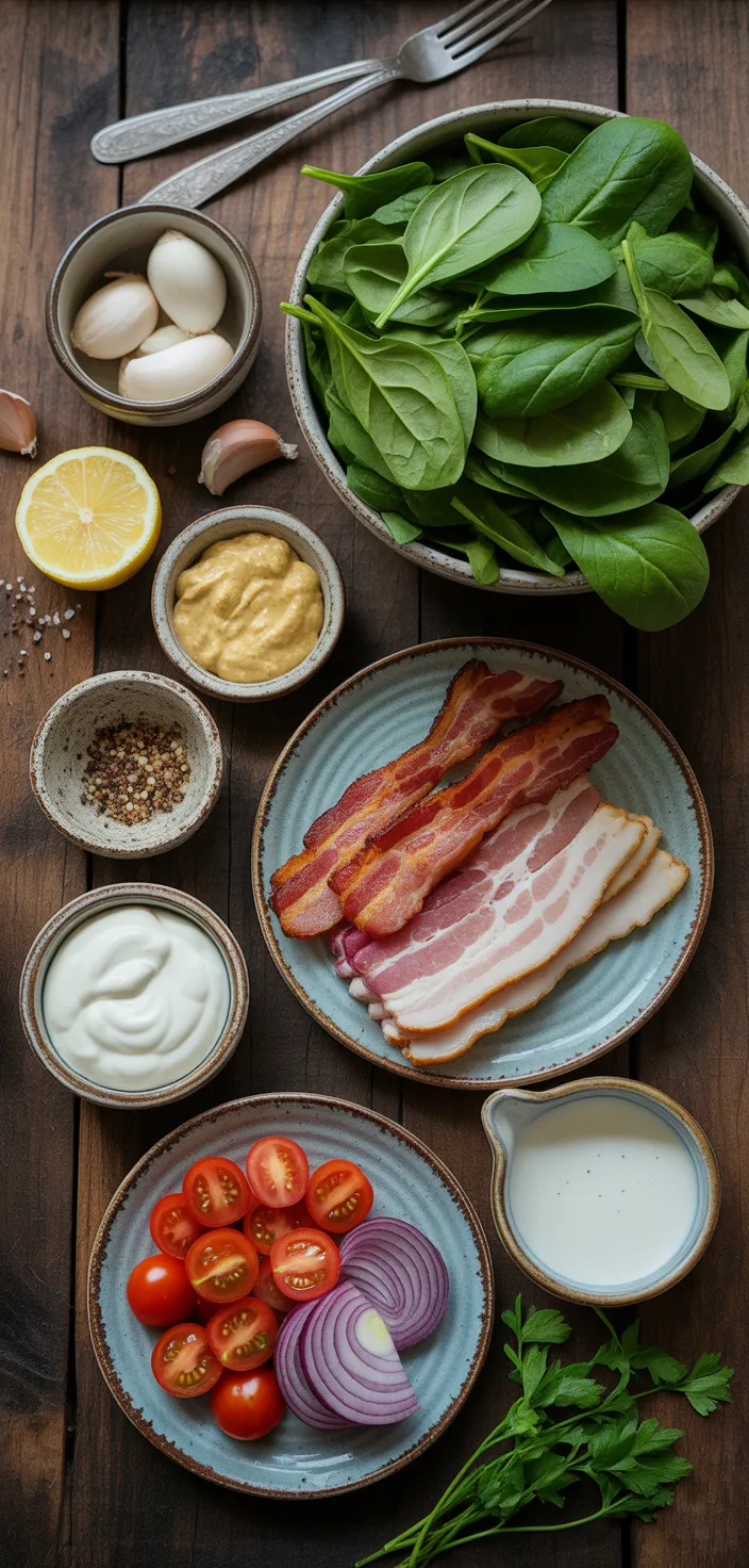 Ingredients photo for Spinach Salad With Bacon And Eggs Recipe