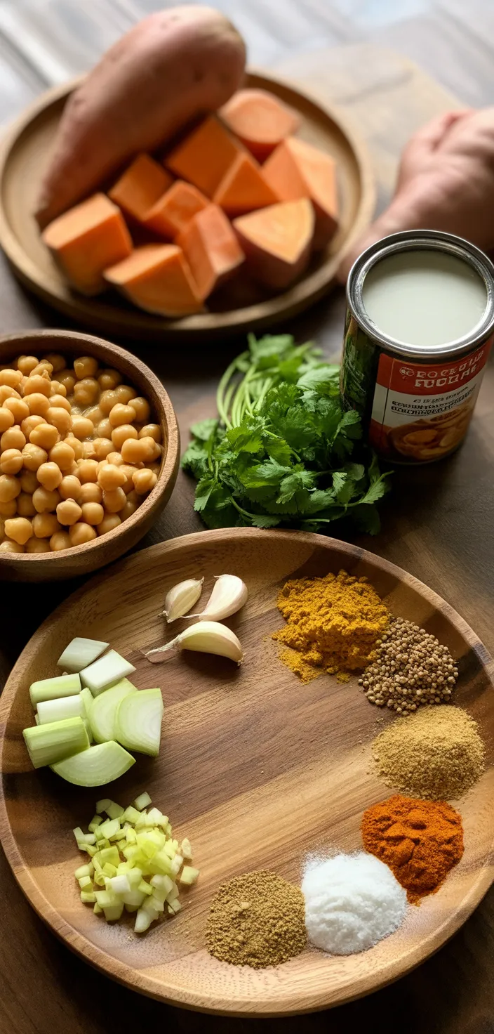 Ingredients photo for Sweet Potato And Chickpea Curry Recipe