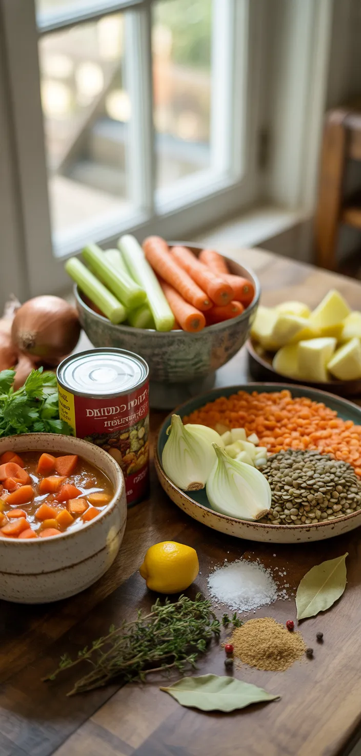 Ingredients photo for Vegetarian Lentil Soup Recipe