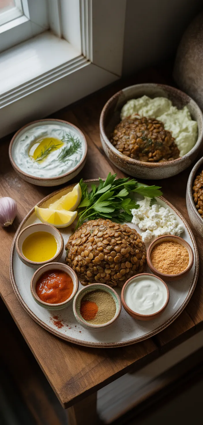 Ingredients photo for Baked Greek Lentil Meatballs With Tzatziki Recipe