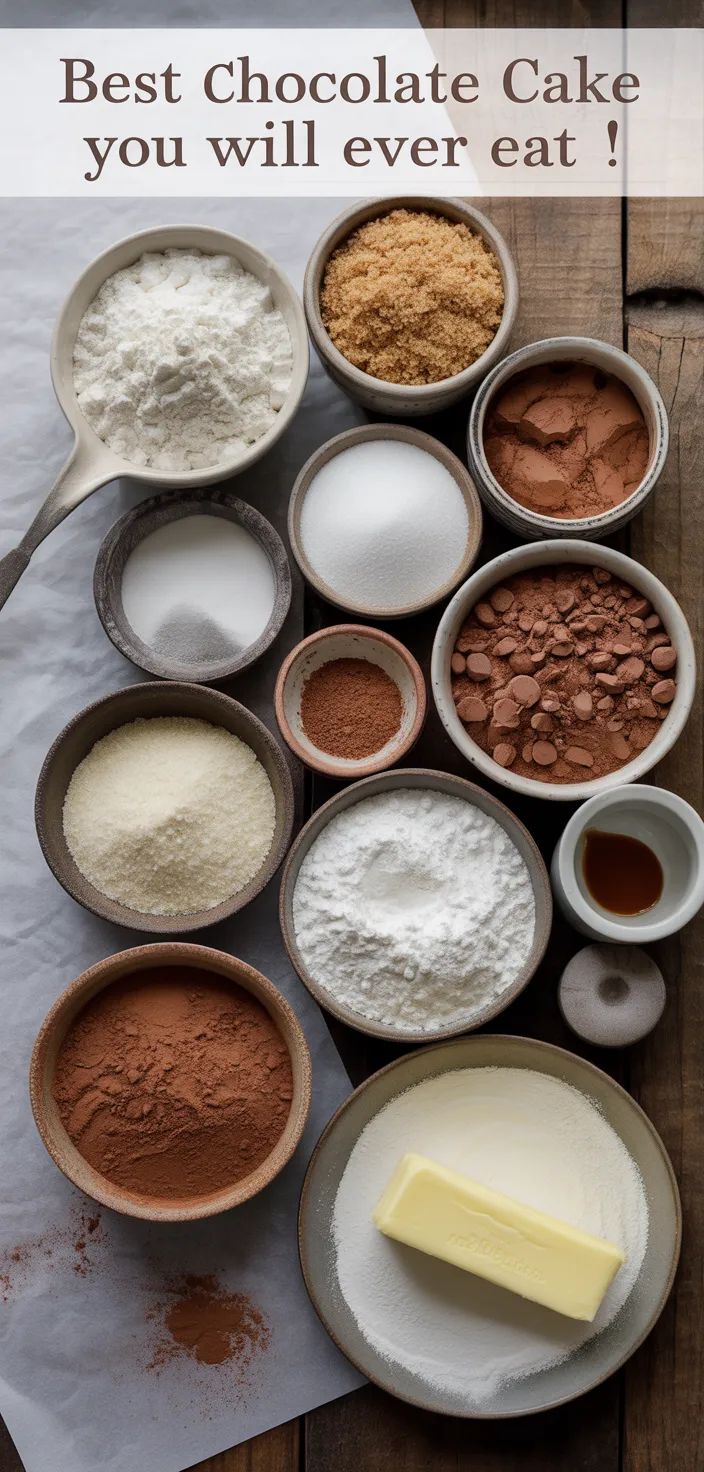 Ingredients photo for Best Chocolate Cake You Will Ever Eat! Recipe