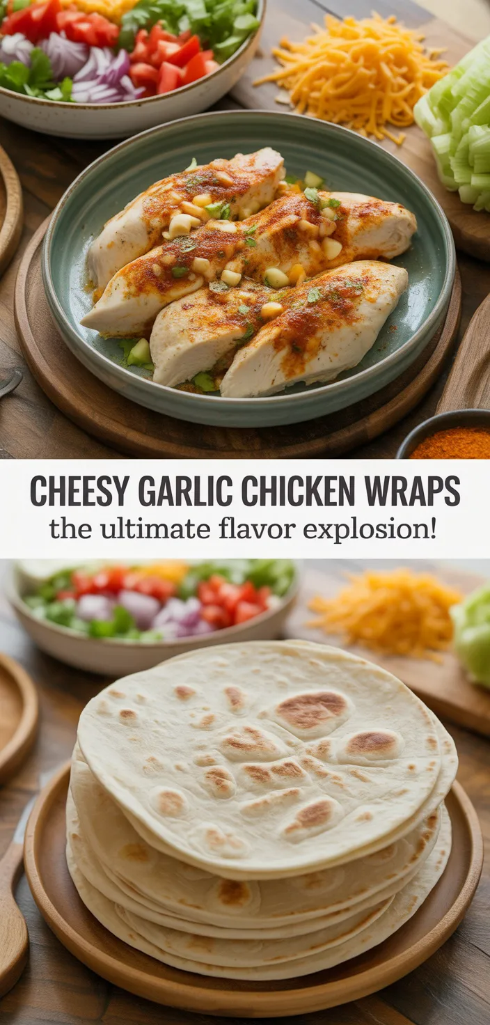 Ingredients photo for Cheesy Garlic Chicken Wraps – The Ultimate Flavor Explosion! Recipe
