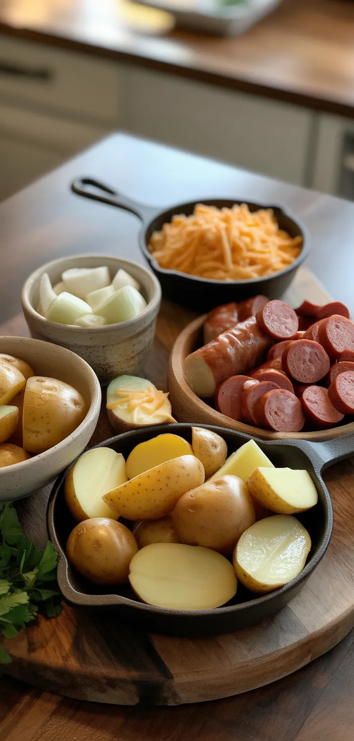 Ingredients photo for Cheesy Ranch Potatoes And Smoked Sausage Recipe