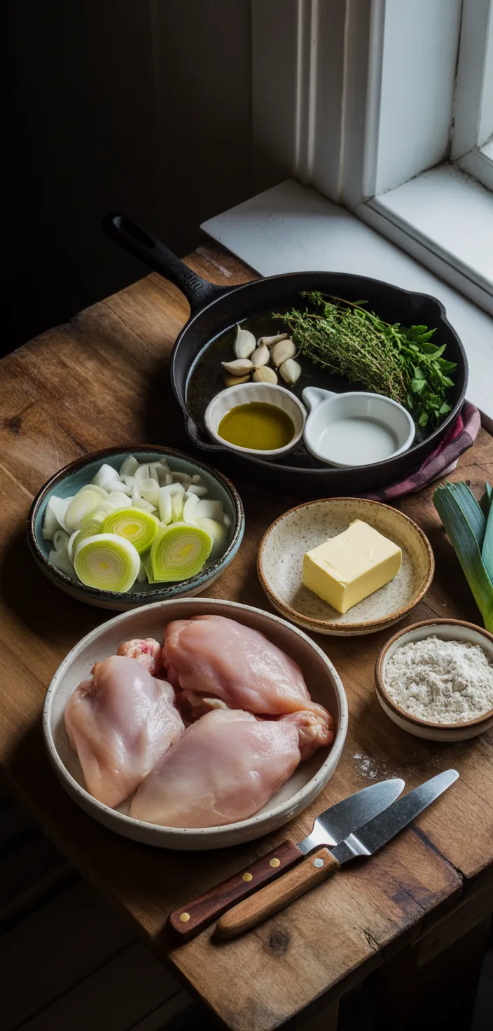 Ingredients photo for Chicken And Leek Pie Recipe