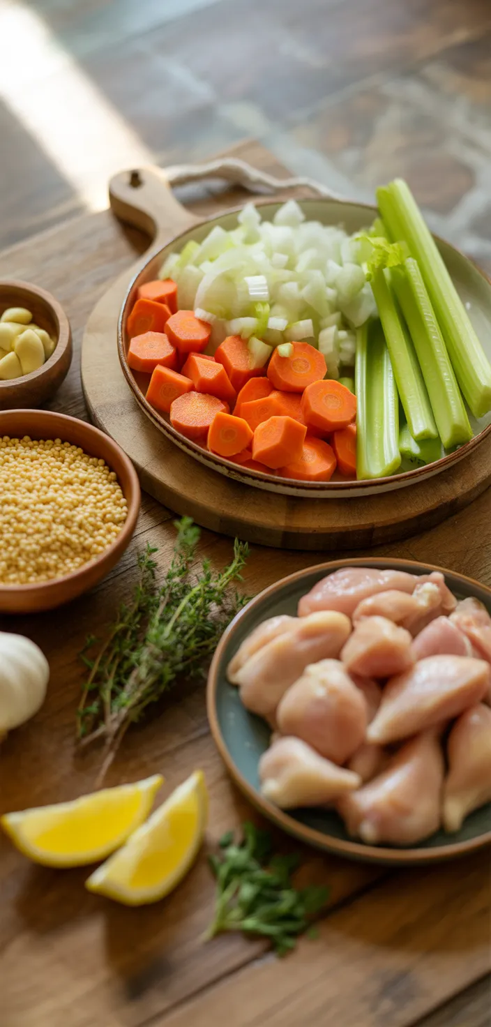 Ingredients photo for Chicken And Pearl Couscous Soup Recipe