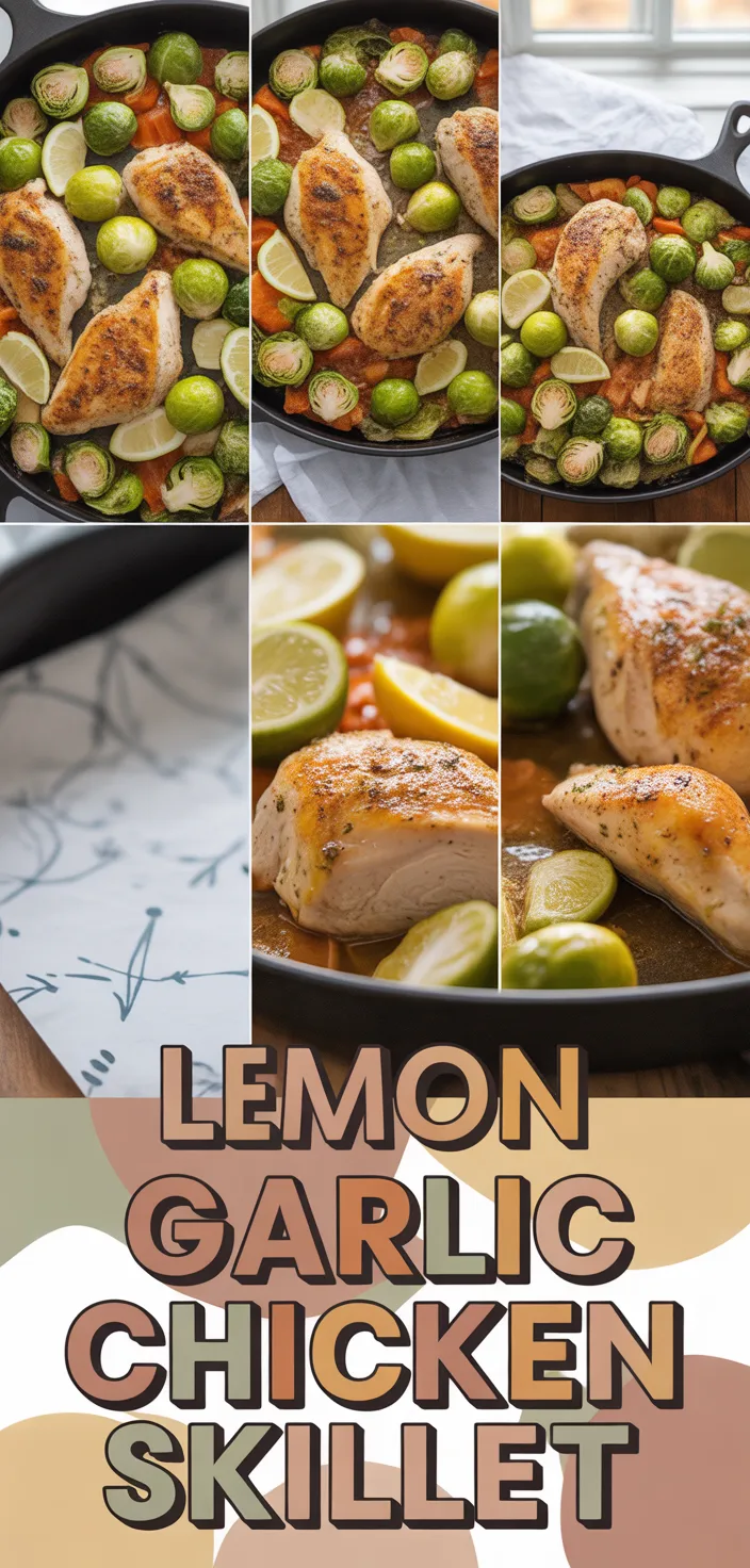 A photo of Autumn Dinner: Lemon Garlic Butter Chicken And Roasted Brussels Sprouts Skillet Recipe