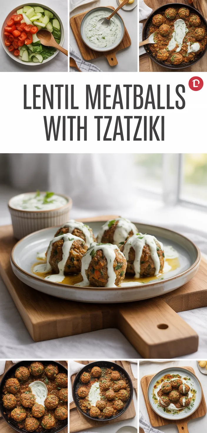 A photo of Baked Greek Lentil Meatballs With Tzatziki Recipe