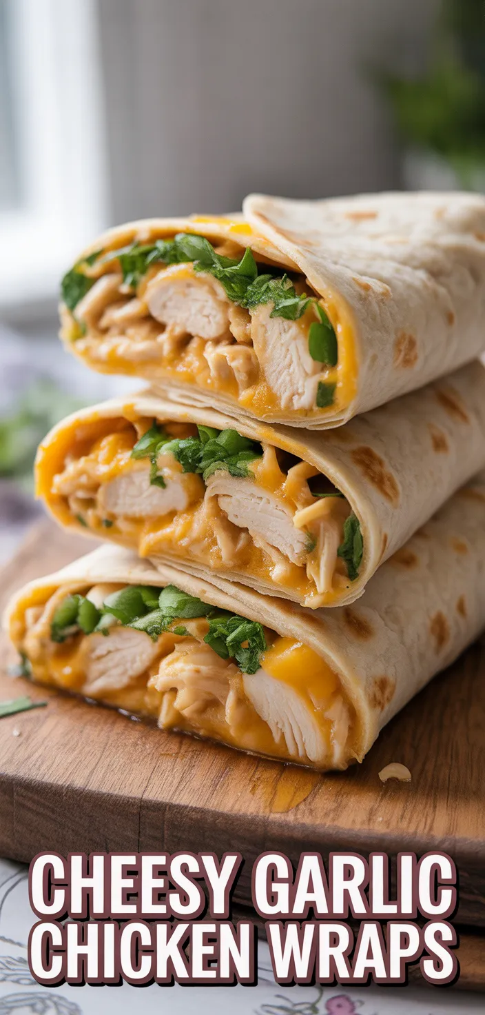 A photo of Cheesy Garlic Chicken Wraps – The Ultimate Flavor Explosion! Recipe