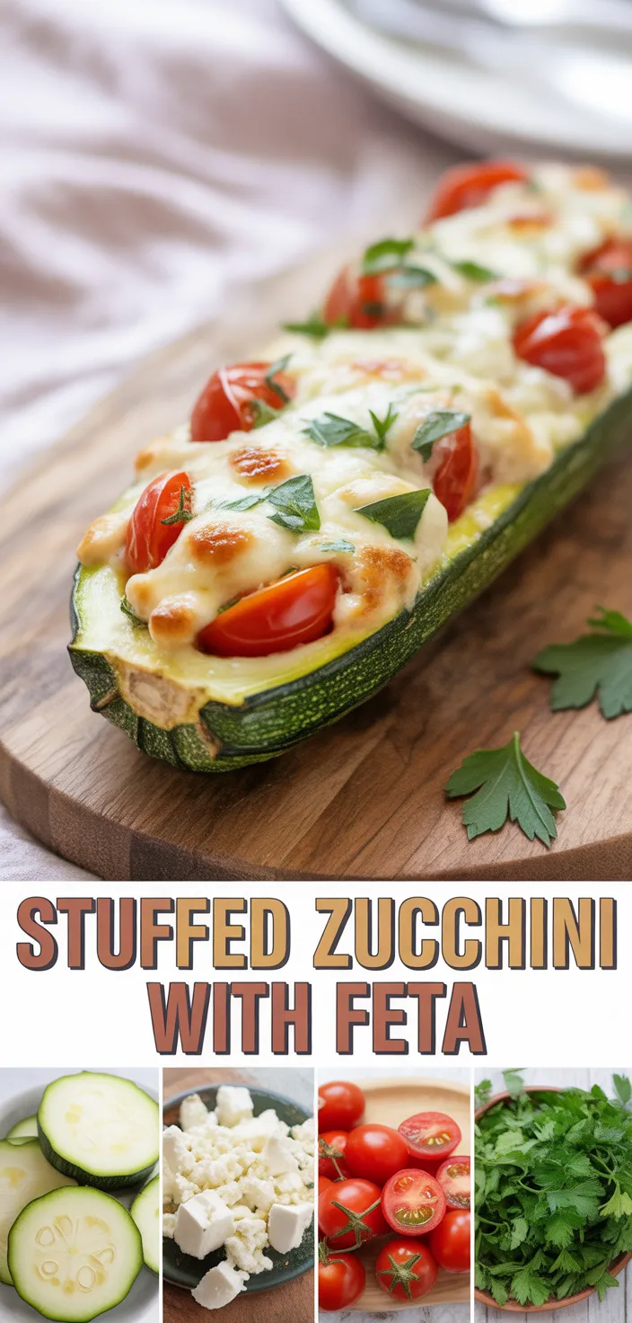 A photo of Stuffed Zucchini With Feta And Cherry Tomatoes Recipe